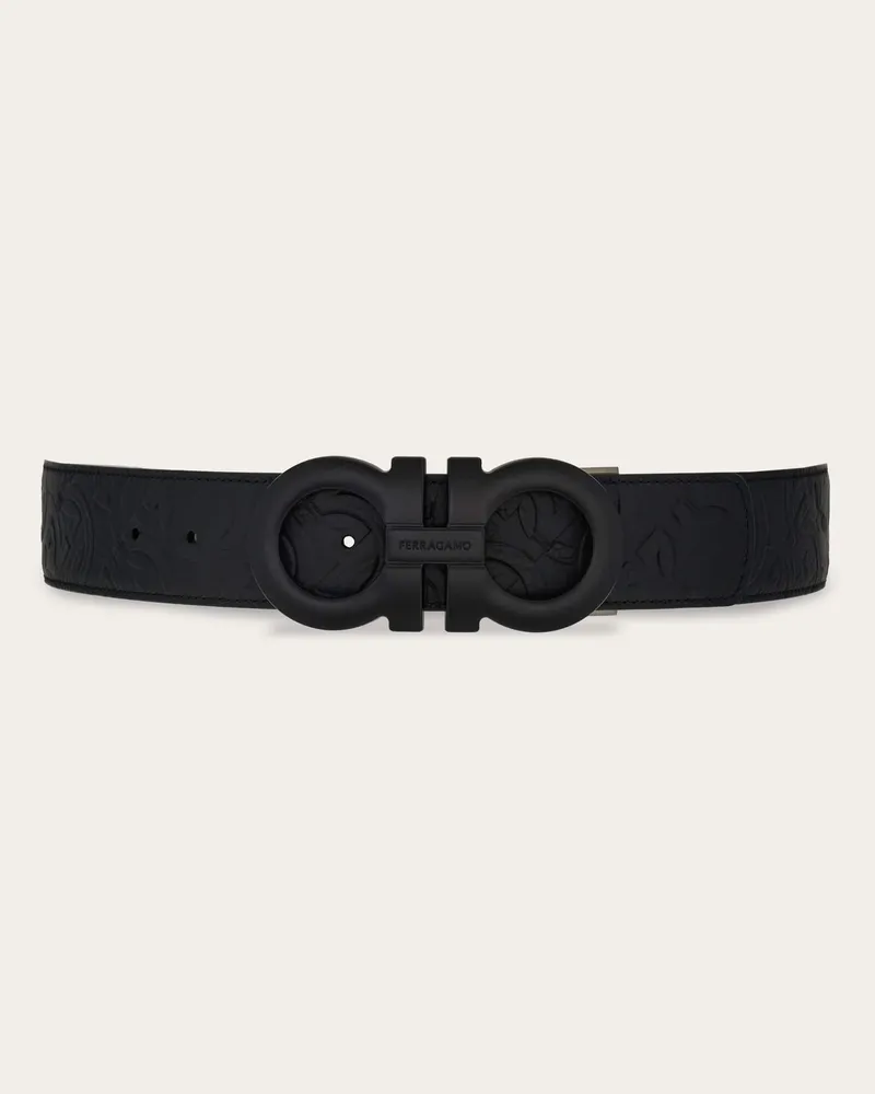Ferragamo Herren Verstellbarer Gancini Wendegürtel Schwarz Schwarz