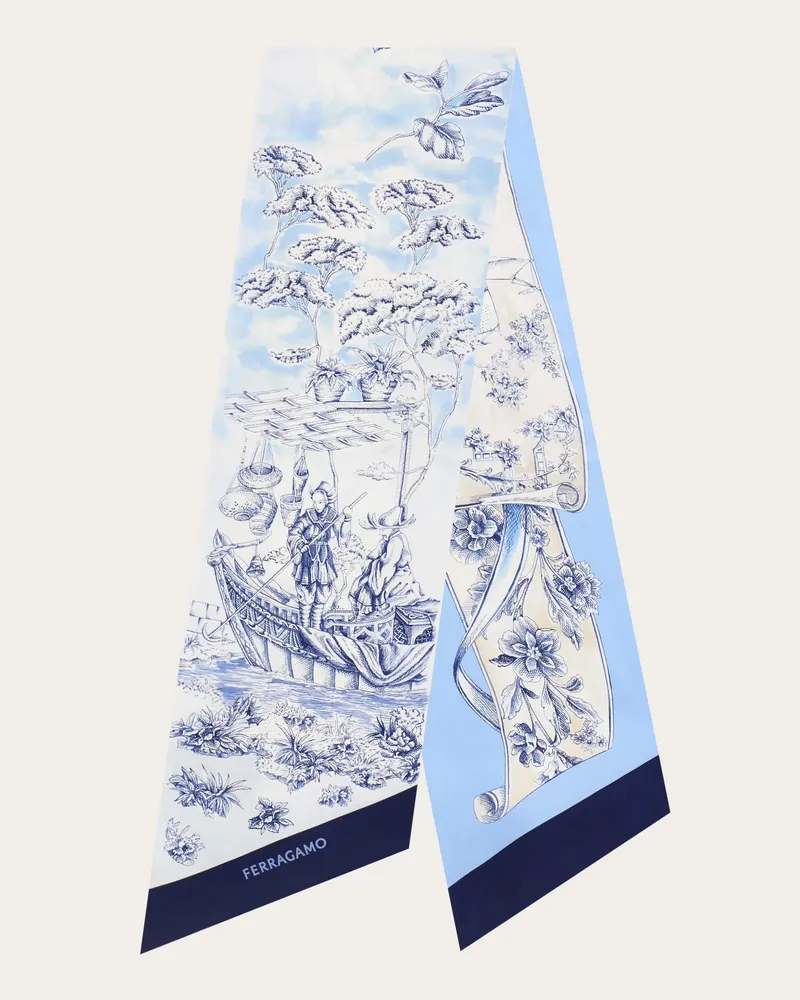Ferragamo Damen Bandeau-Tuch Ethno-Print Blau Blau