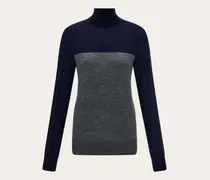 Damen Zweifarbiger Rollkragenpulli Schwarz