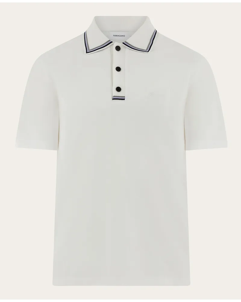 Ferragamo Herren Kurzärmliges Polohemd Weiß Weiß