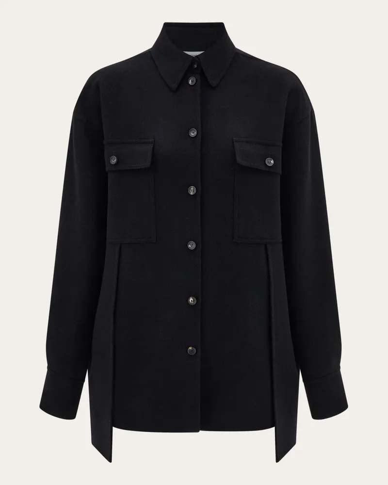 Ferragamo Damen Overshirt aus Kaschmir-Mischgewebe Schwarz Schwarz