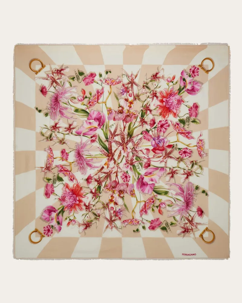 Ferragamo Damen Schultertuch mit Gaia-Print Rosa Rosa