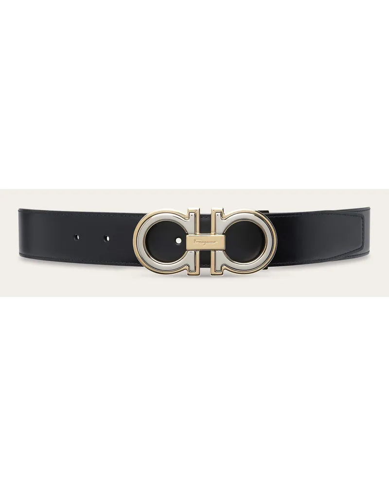 Ferragamo Herren Verstellbarer Gancini Wendegürtel Schwarz Schwarz