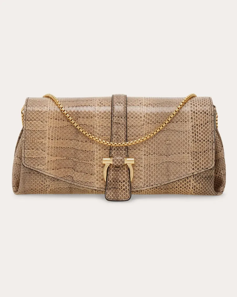 Ferragamo Damen Umhängetasche mit Klappe (S) Beige Braun
