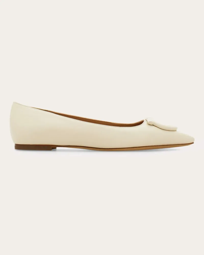 Ferragamo Damen Ballerina mit Maxi Gancini Weiß Größe 5 Weiß