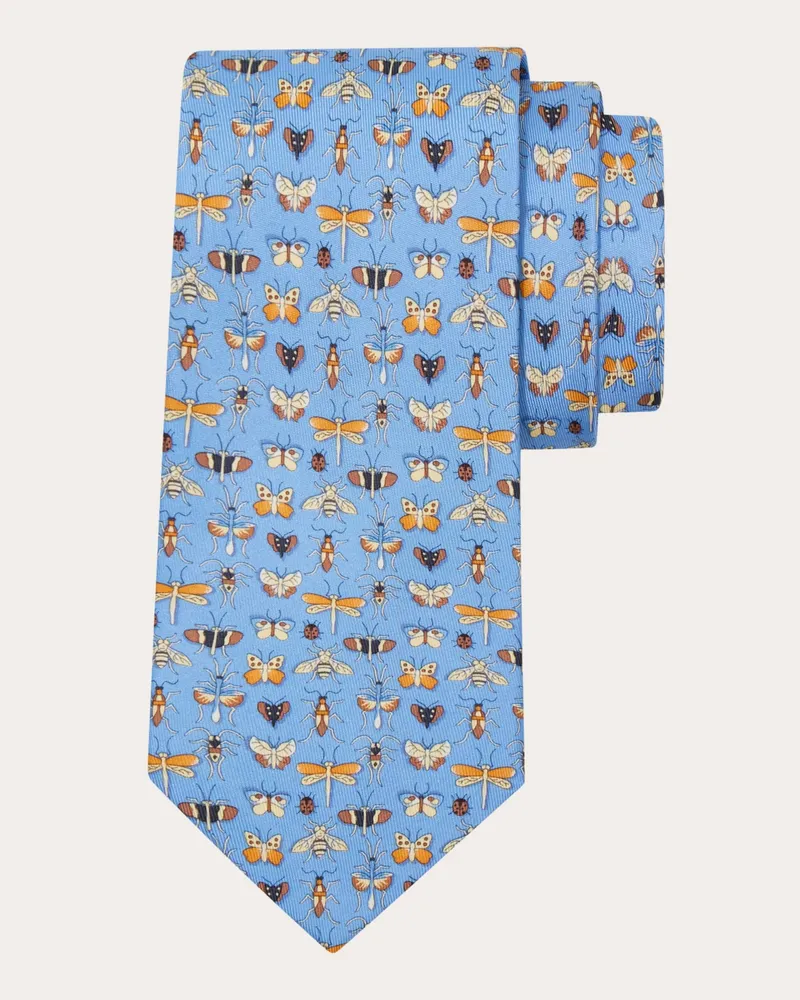 Ferragamo Herren Seidenkrawatte mit Skarabäus Print Blau Blau