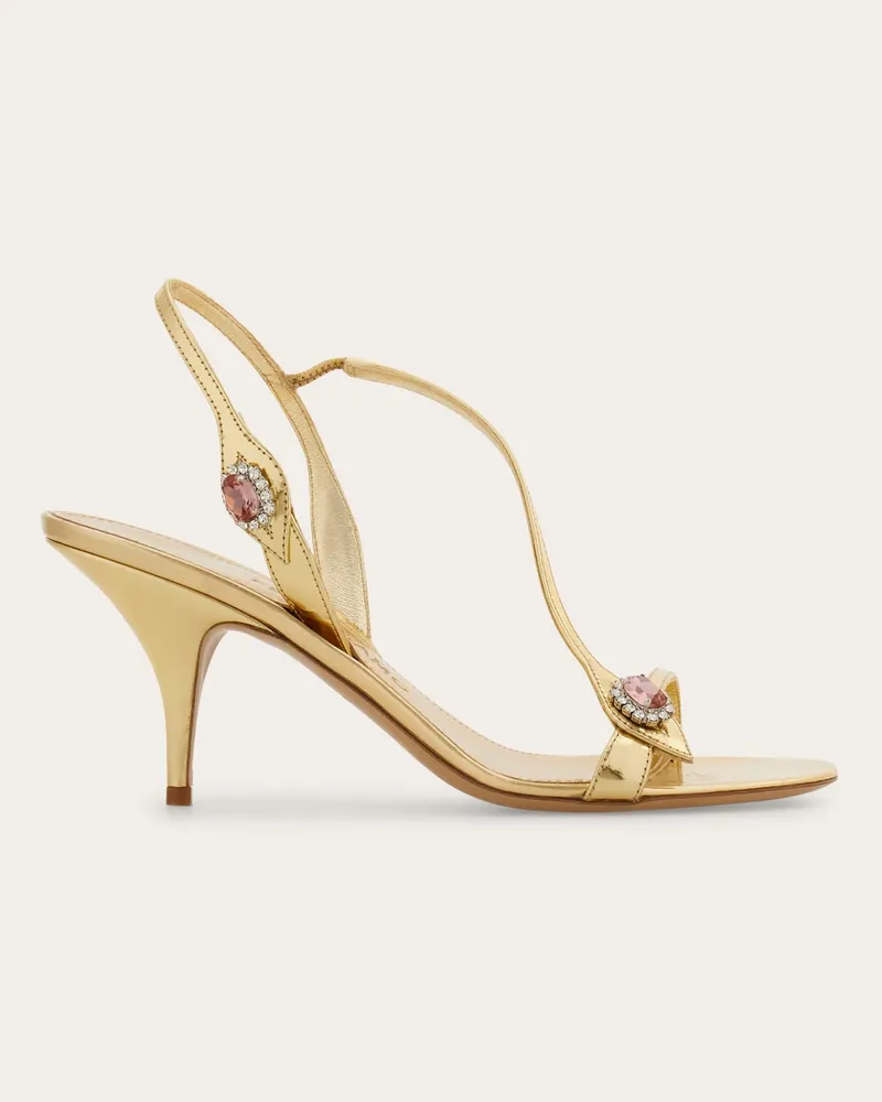Ferragamo Damen Sandale mit Kristallen Gold Größe Gold