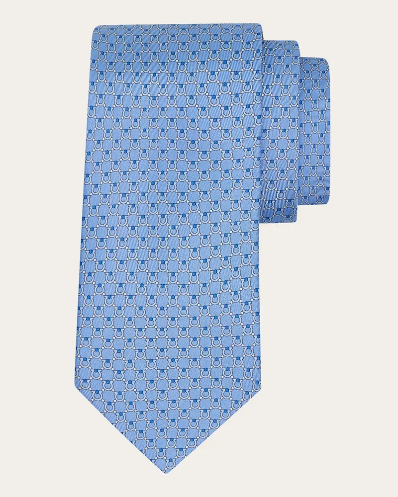 Ferragamo Herren Seidenkrawatte mit Gancini-Print Blau Blau