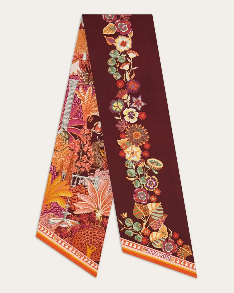 Ferragamo Damen Bandeau-Tuch mit Giardino-Print Rosa Rosa