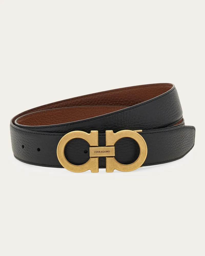 Ferragamo Herren Verstellbarer Gancini Wendegürtel Braun Braun