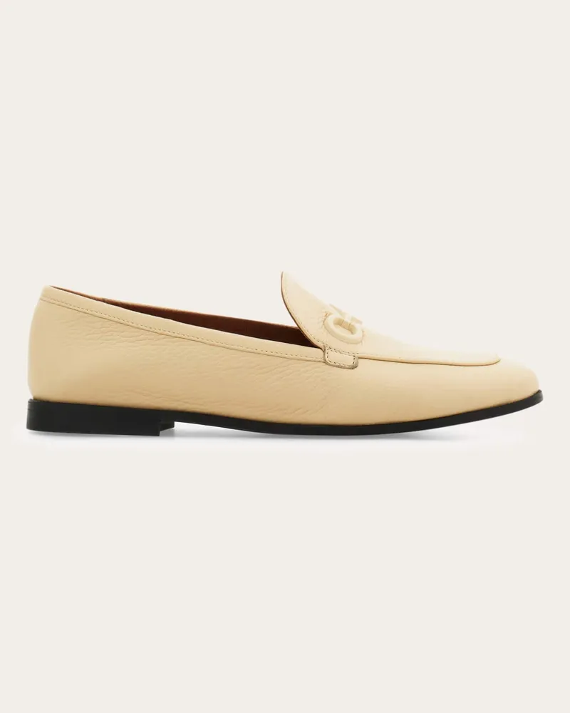 Ferragamo Damen Loafer in Mokassin-Machart mit Gancini Beige Größe 5 Beige