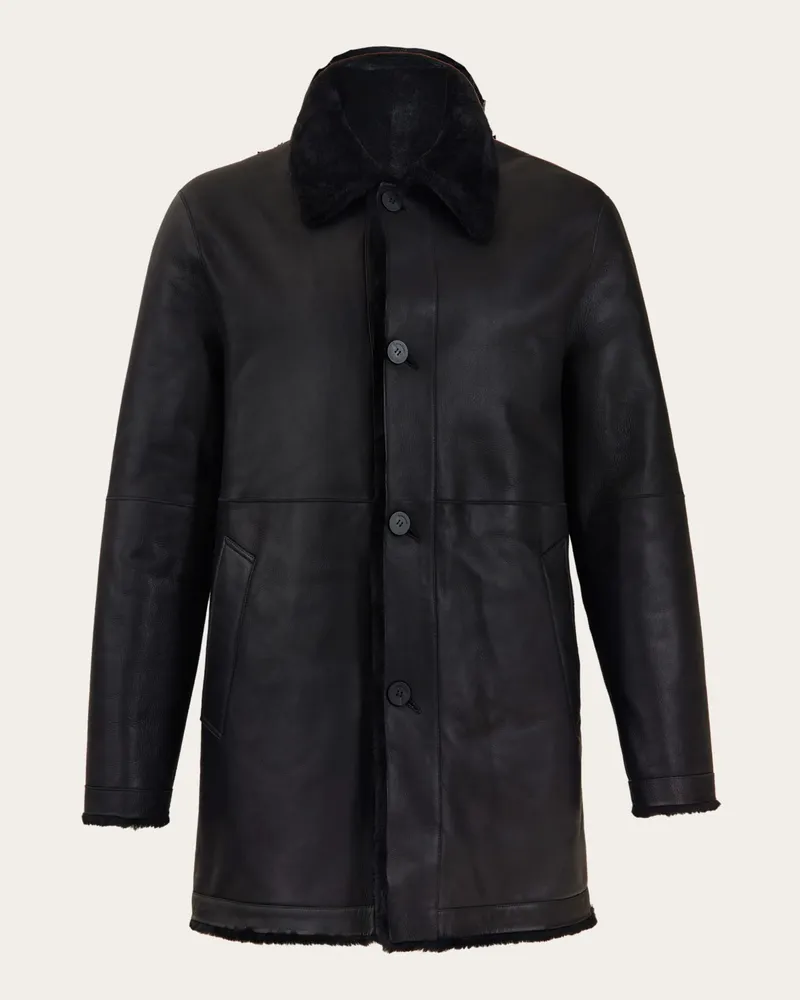 Ferragamo Herren Mantel aus Merino Schwarz Schwarz