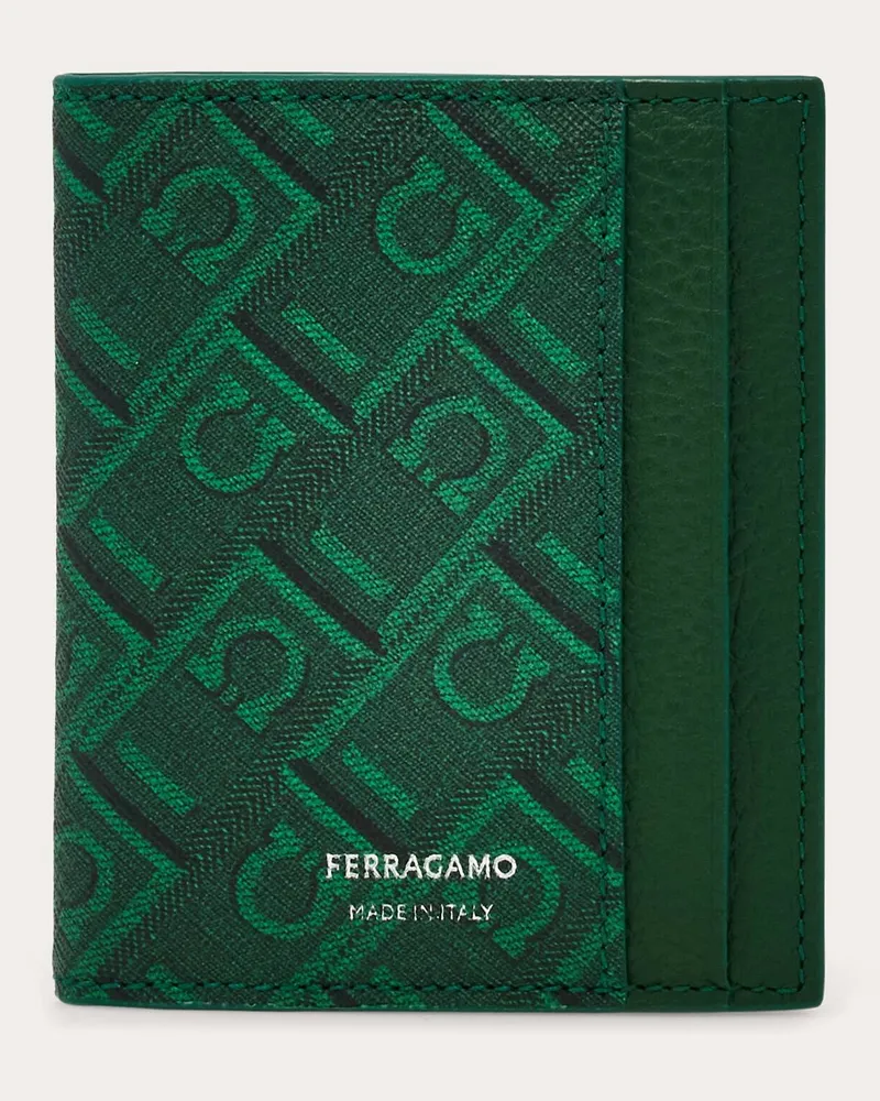 Ferragamo Herren Kreditkartenetui Ferragamo Monogram Grün Grün