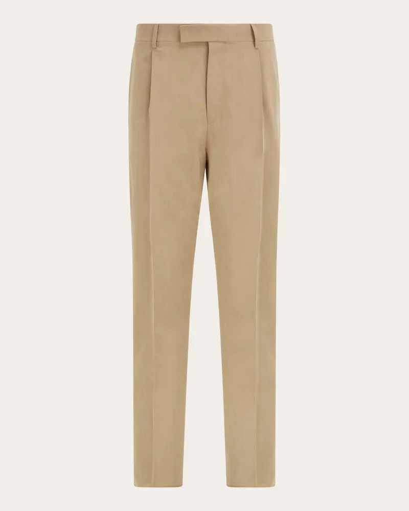 Ferragamo Herren Schneiderhose aus Seide und Wolle Beige Beige