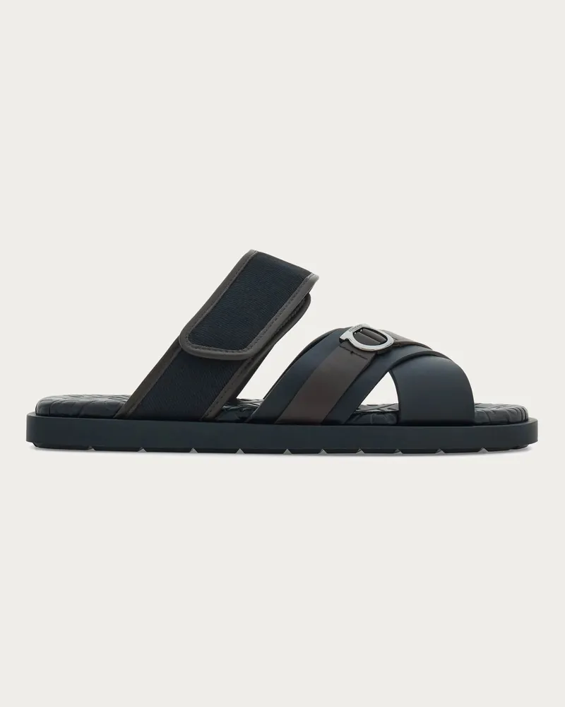 Ferragamo Herren Sandale mit Gancini-Element Schwarz Größe Schwarz