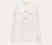 Damen Bluse aus gewaschenem Gabardine Weiß