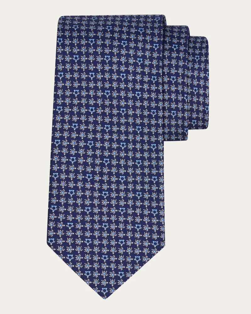 Ferragamo Herren Seidenkrawatte mit Schildkröten-Print Blau Blau
