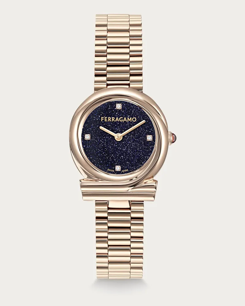 Ferragamo Damen Gancini Twisted Uhr Blau Blau