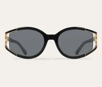 Damen Ovale Sonnenbrillen Schwarz