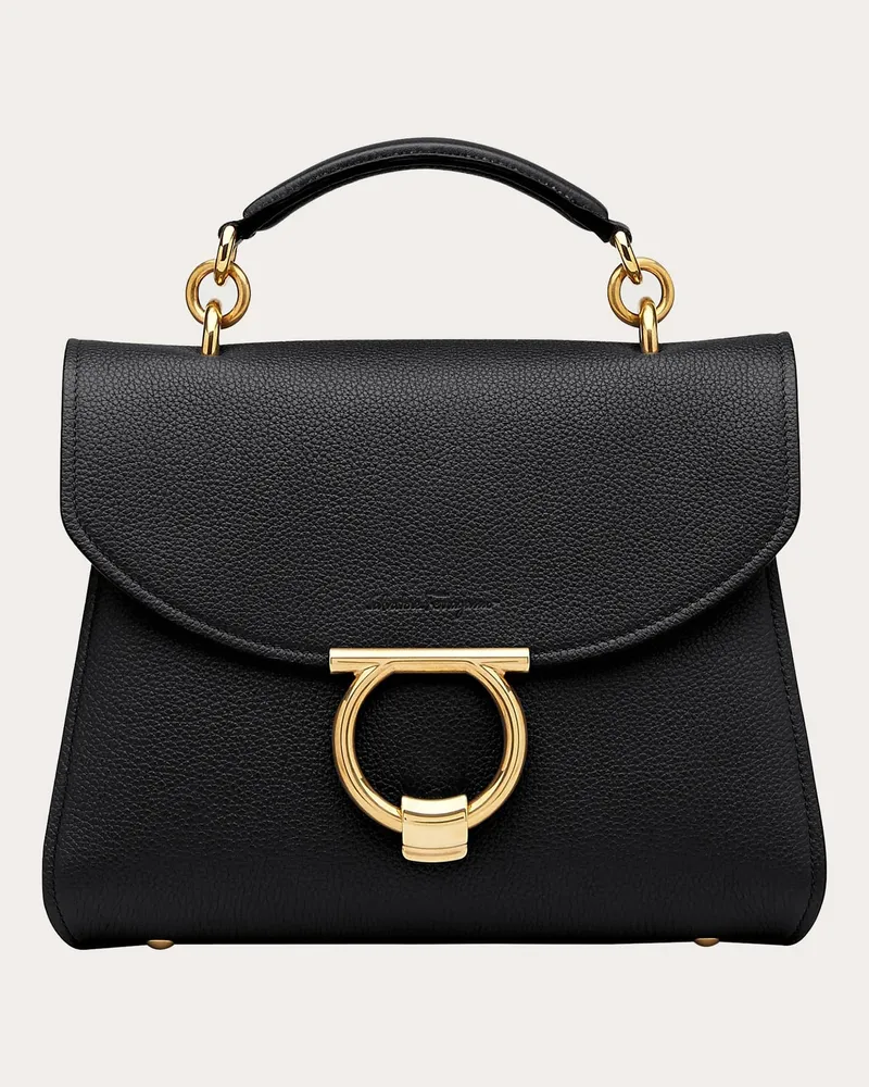 Ferragamo Damen Gancini-Handtasche Schwarz Schwarz