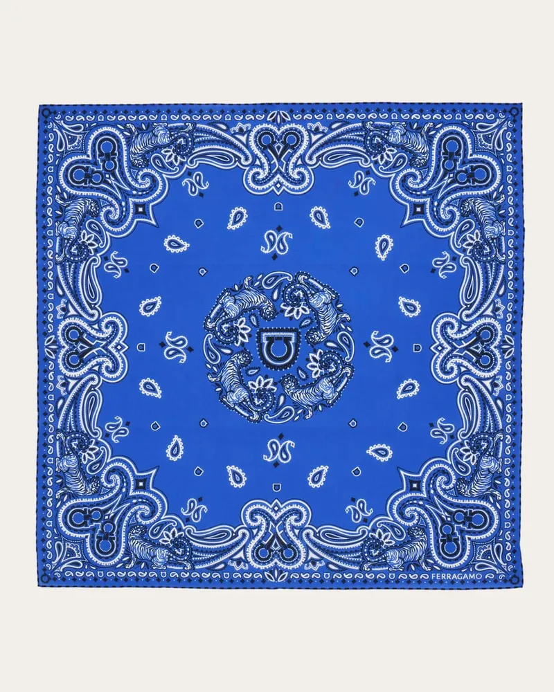 Ferragamo Herren Bandana mit Arabesque-Print Blau Blau