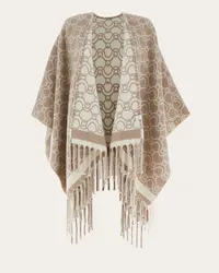 Ferragamo Jacquard Poncho Beige Braun