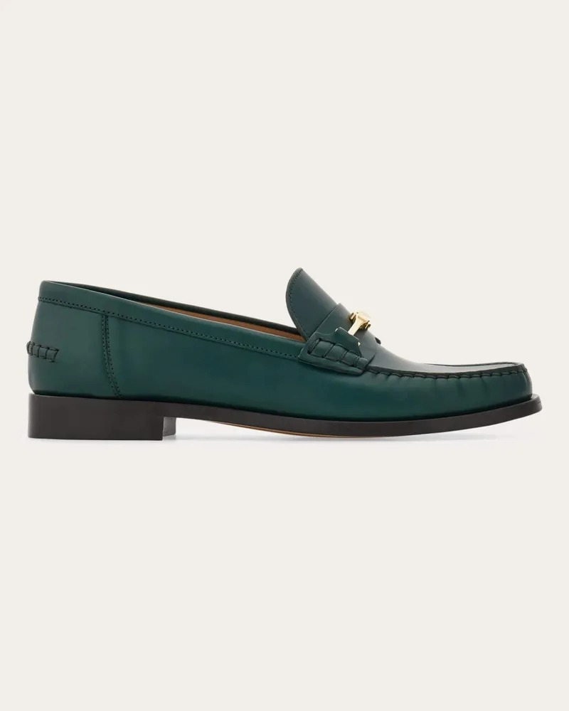 Ferragamo Damen Loafer mit F-Schnalle Grün Größe Grün