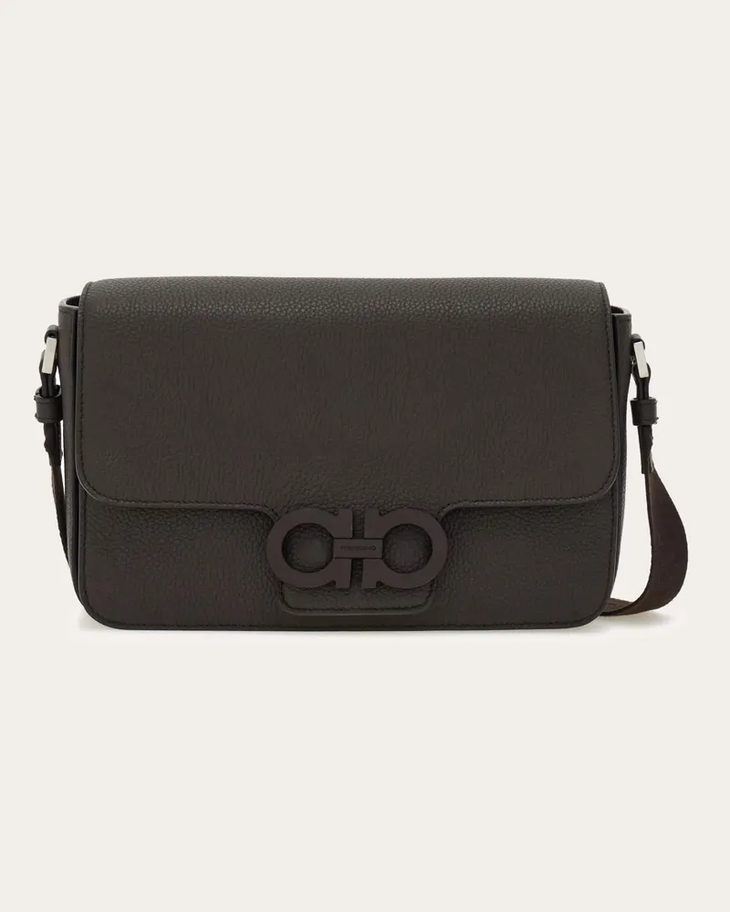 Ferragamo Herren Double-Gancini Kuriertasche Braun Braun