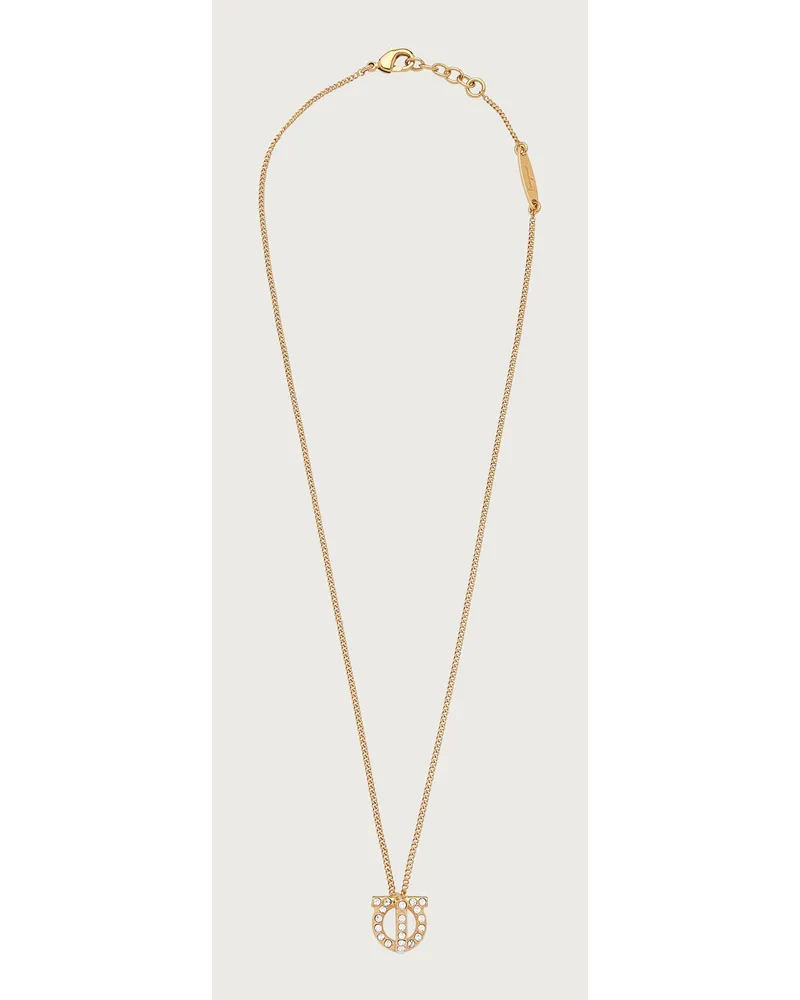 Ferragamo Damen Gancini-Halskette mit Mini-Kristallen Gold Gold