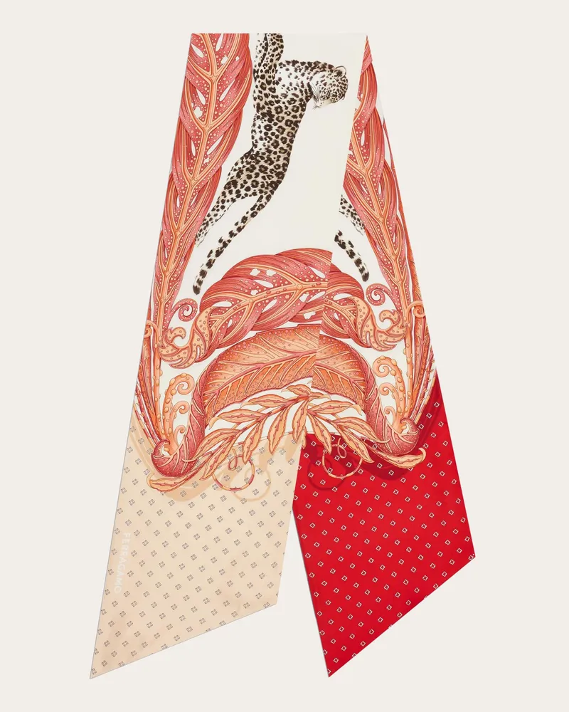 Ferragamo Damen Bandeau-Tuch mit Madras-Print Rot Rot