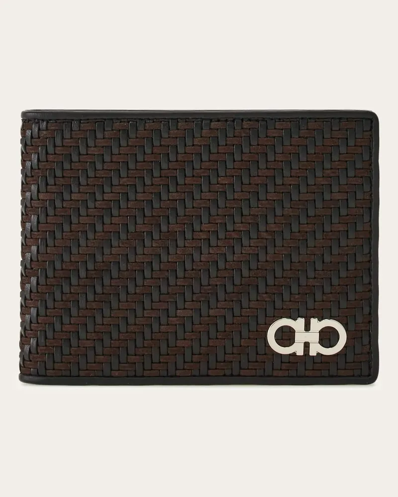 Ferragamo Herren Brieftasche mit Flechtarbeit Braun Braun