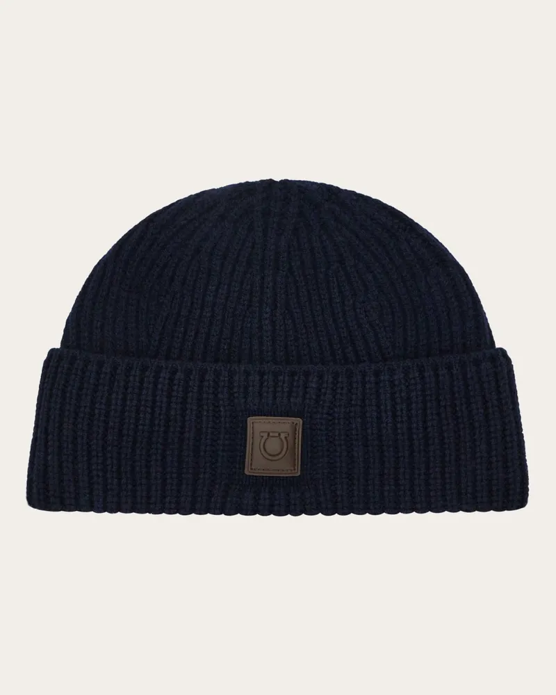 Ferragamo Herren Strick-Beanie Blau Blau