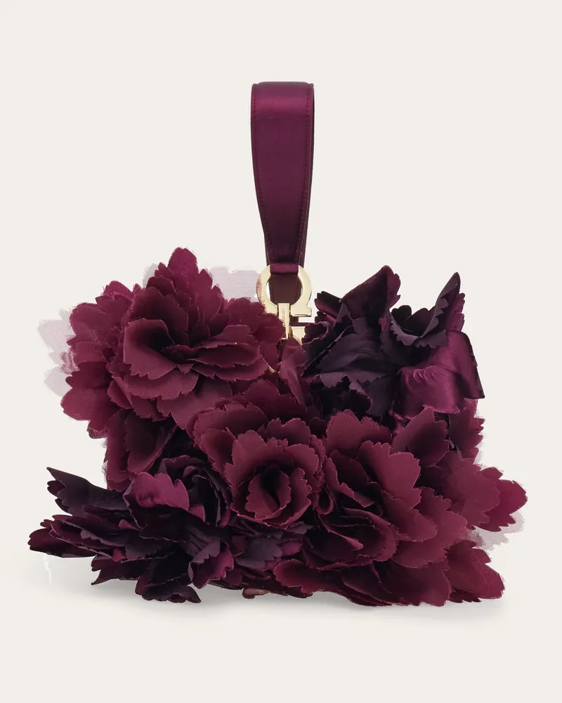 Ferragamo Damen Mini-Clutch mit Federn Violett Violett