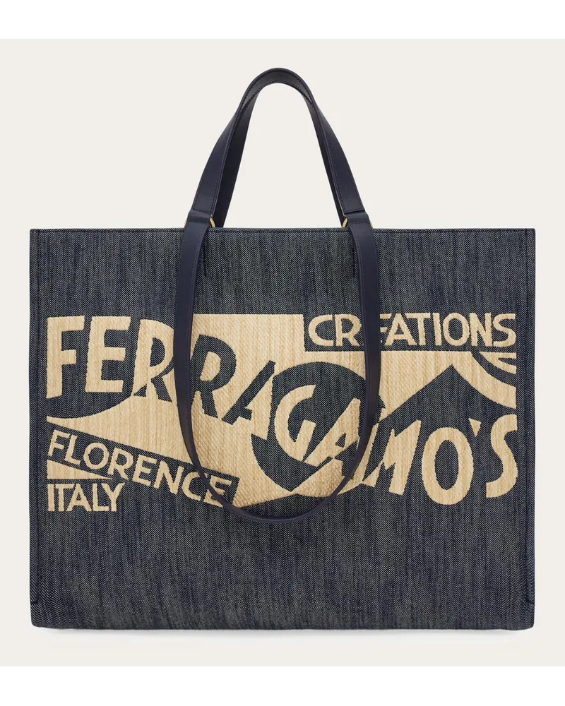 Ferragamo Damen Totebag mit Logo (XL) Blau Blau