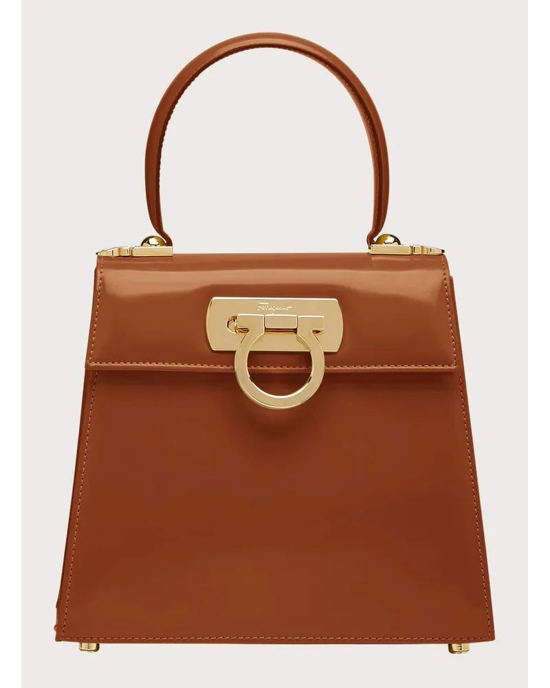 Ferragamo Damen Iconic Top Handle (S) Braun Braun