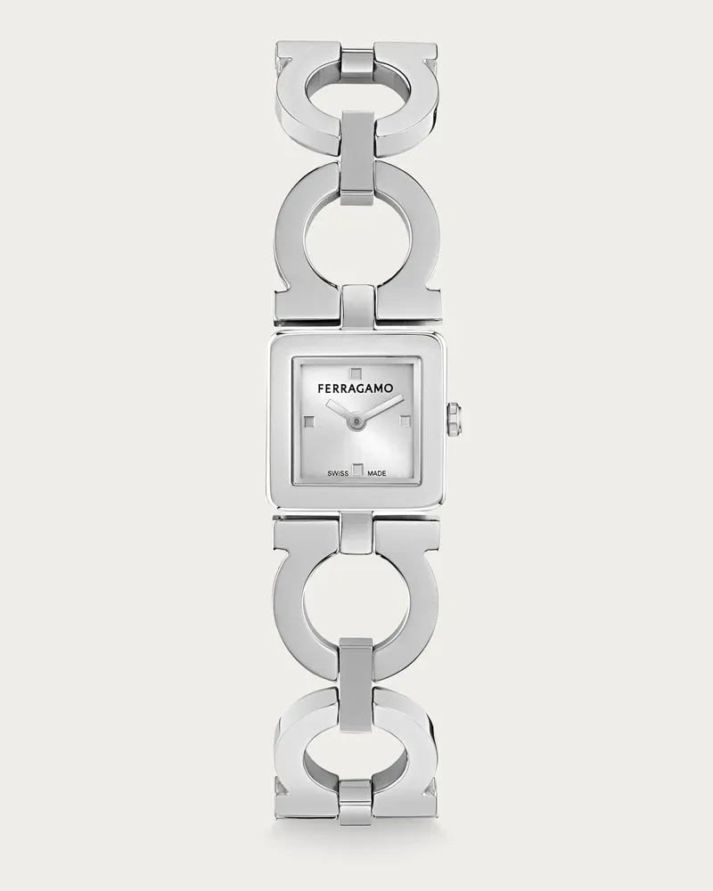 Ferragamo Damen Double Gancini Uhr Silber Silber