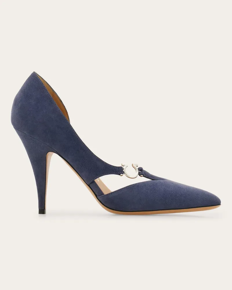 Ferragamo Damen Pumps mit Gancini-Detail Blau Größe Blau