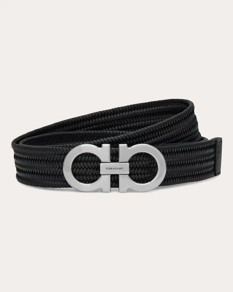 Ferragamo Herren Gancini Stretch-Gürtel Schwarz Schwarz