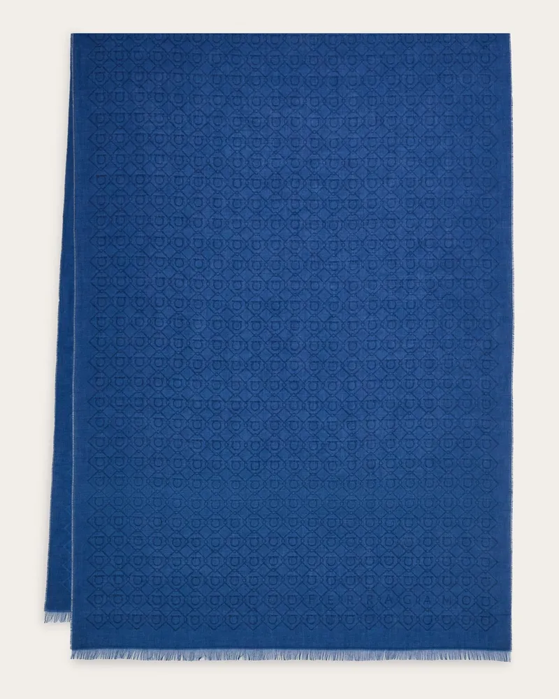 Ferragamo Herren Stola mit Logo Blau Blau