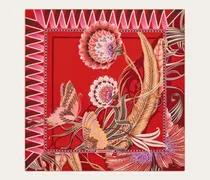 Damen Seidenhalstuch mit Blumen und Schmetterlinge-Print Rot
