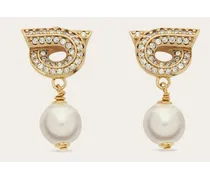Damen Gancini Ohrringe mit Perle und Kristallen Gold