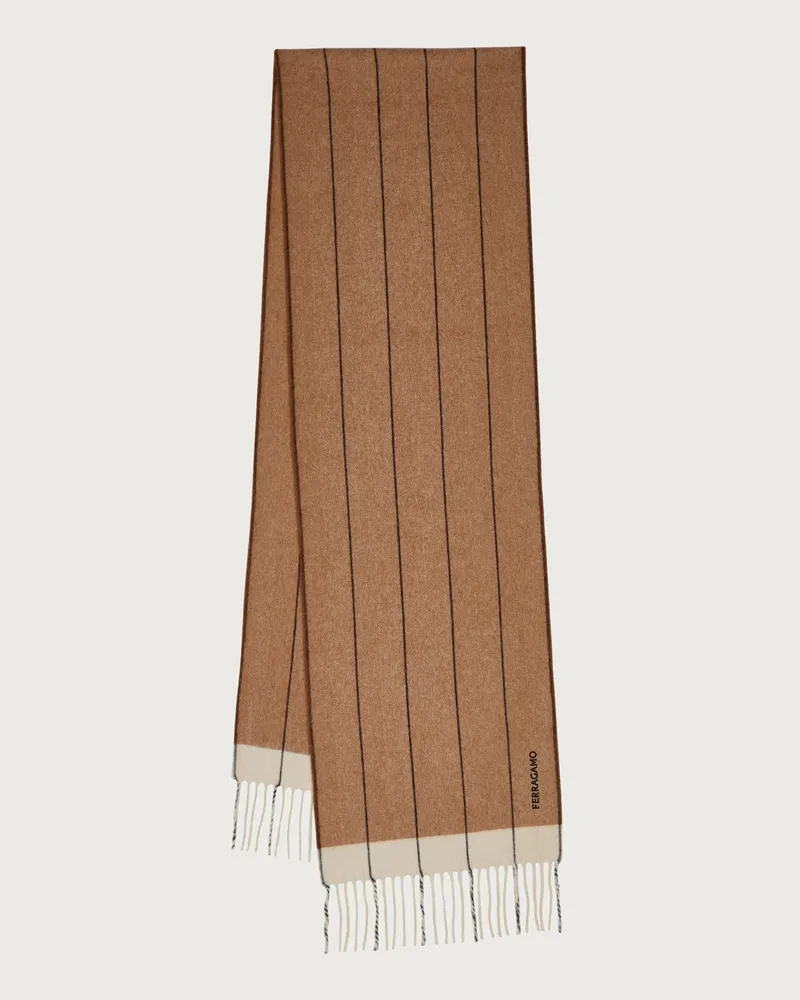 Ferragamo Herren Schal aus Mischkaschmir Beige Braun
