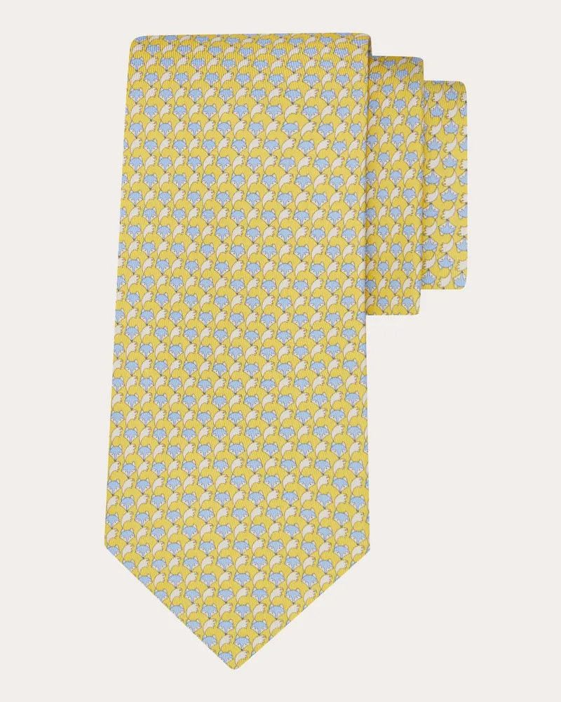 Ferragamo Herren Seidenkrawatte mit Fuchsprint Gelb Gelb