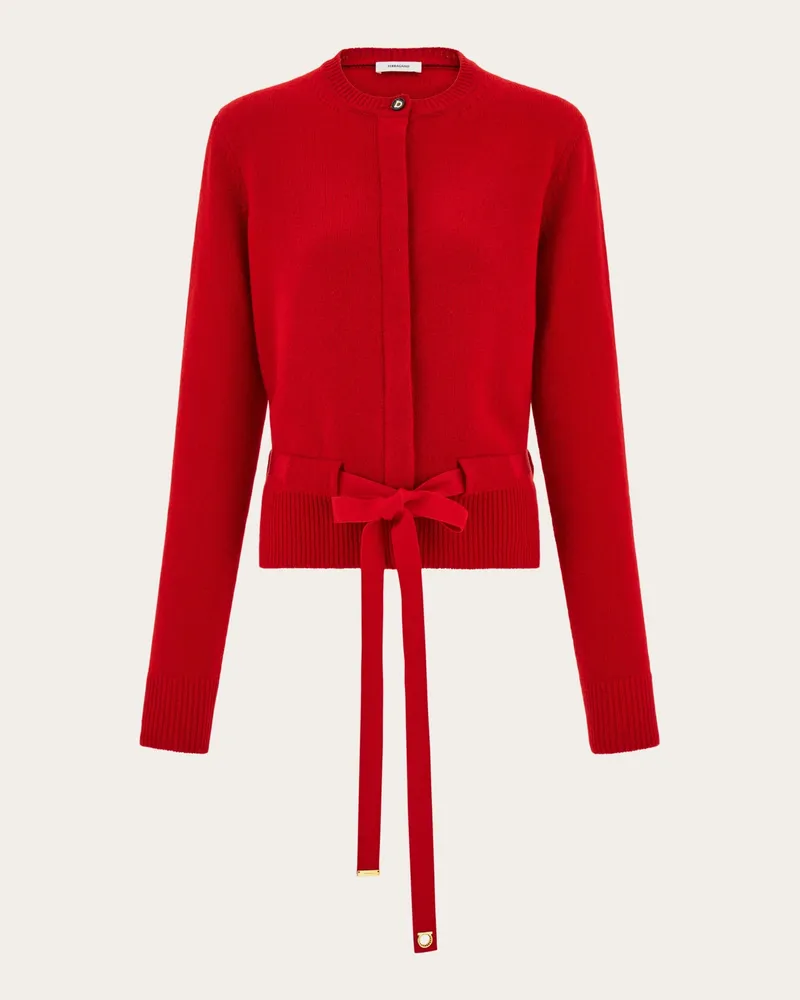 Ferragamo Damen Cardigan mit Gürtel Rot Rot