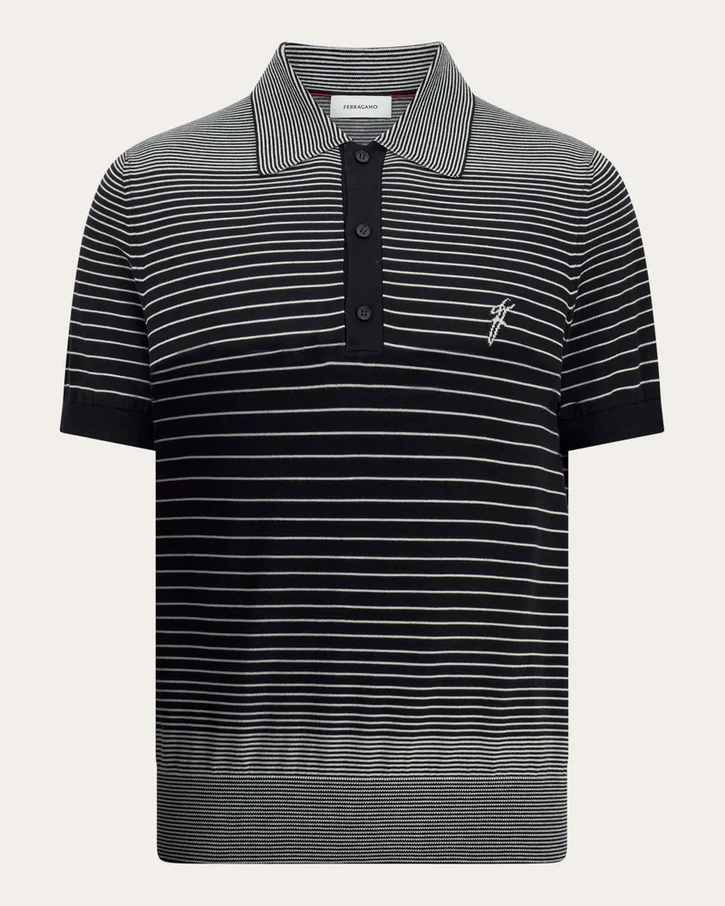 Ferragamo Herren Polohemd mit Dégradé-Streifen Schwarz Schwarz
