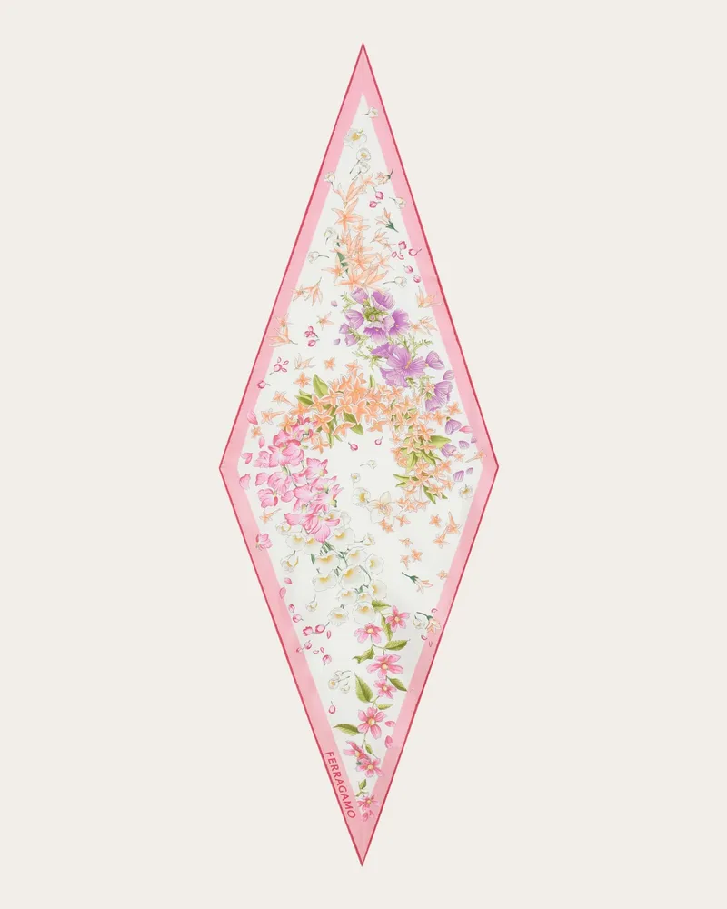 Ferragamo Damen Bandeau-Tuch mit Frühlingsprint Rosa Rosa