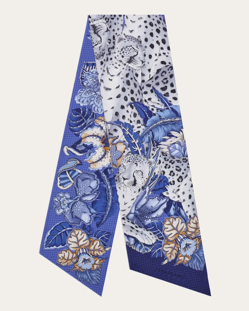 Ferragamo Damen Bandeau-Tuch mit Gepard-Print Blau Blau