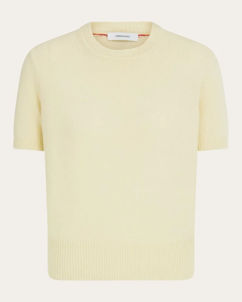 Ferragamo Damen T-Shirt aus Kaschmir Weiß Weiß