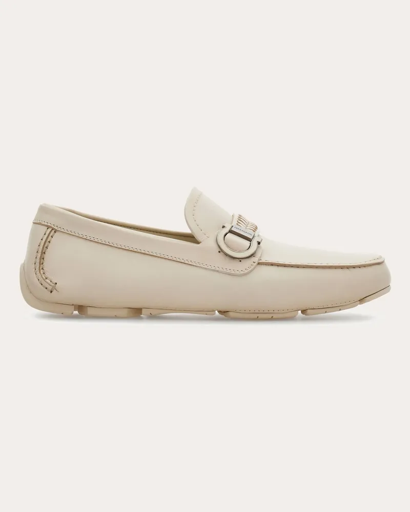 Ferragamo Herren Driver-Mokassin mit Gancini-Ornament Weiß Größe Weiß