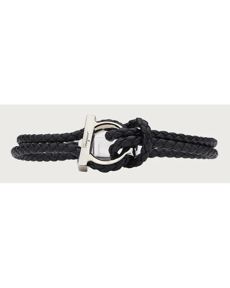 Ferragamo Herren Armband mit Gancini-Detail (L) Schwarz Schwarz